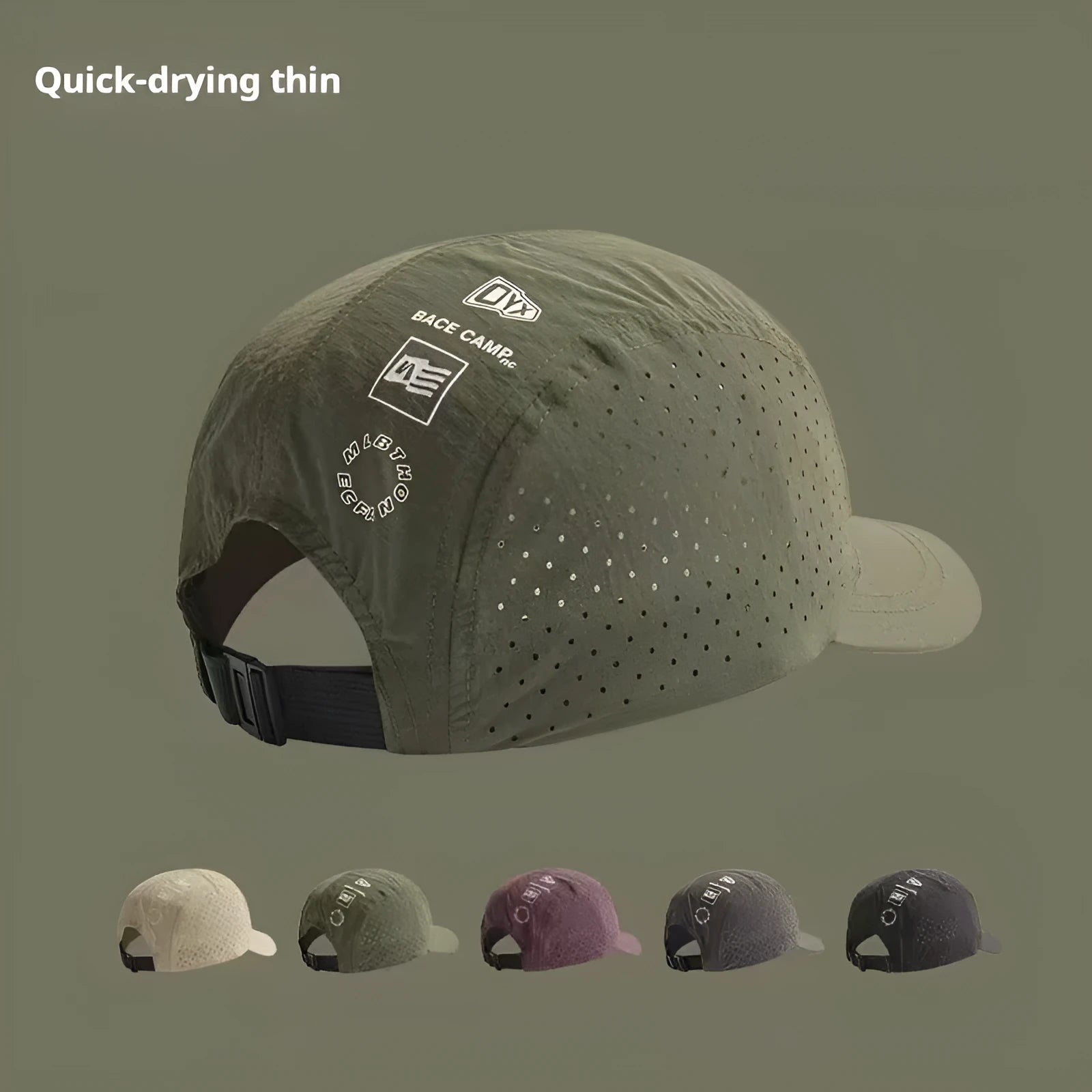 Men's purple breathable mesh baseball cap with adjustable strap and dome crown.