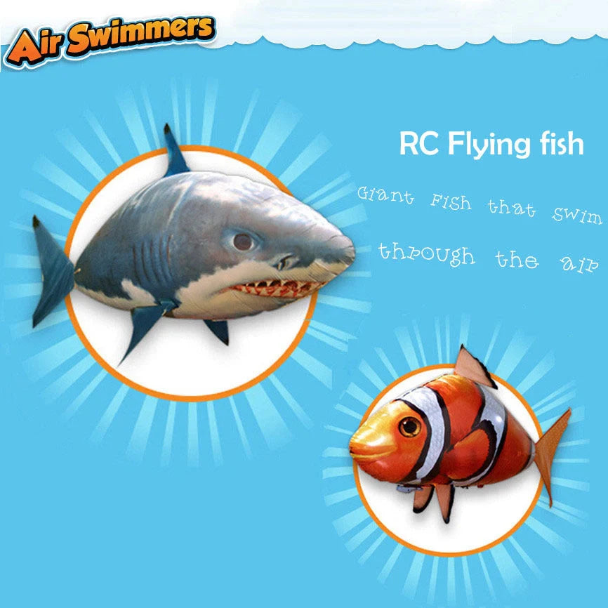 Remote control flying shark toy with lifelike movements for indoor play