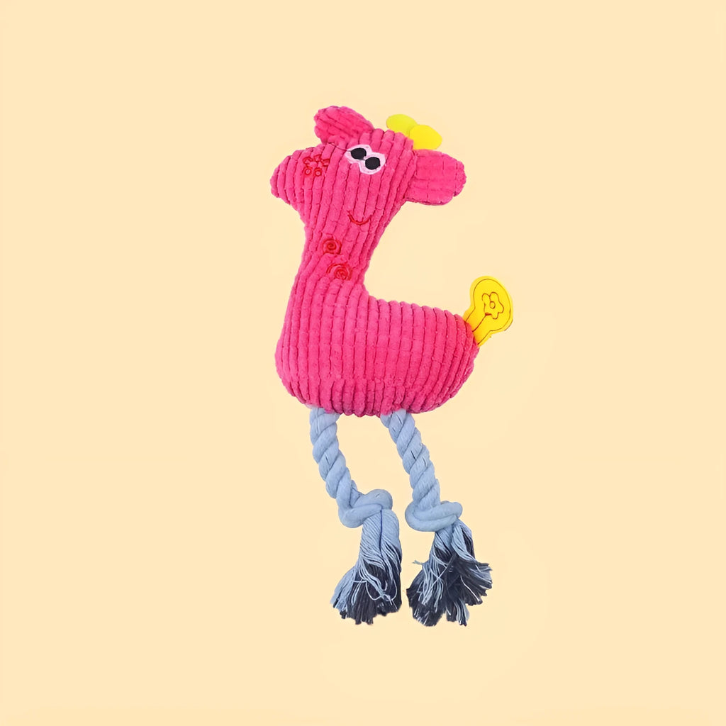 Blue deer-shaped plush dog toy with corn grain texture and soft stuffing