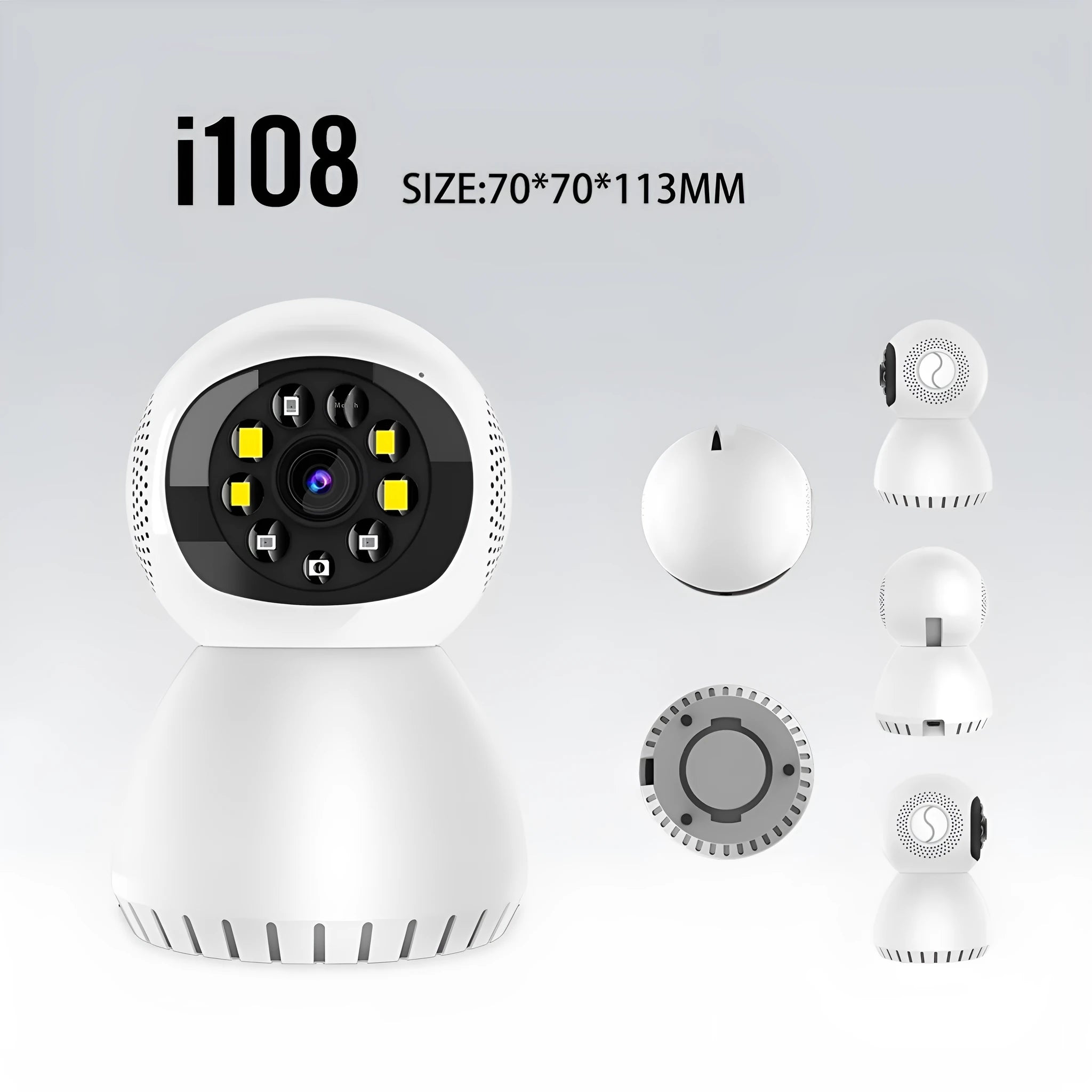 White dual-frequency wireless home security camera with 1080p HD resolution and mounting bracket