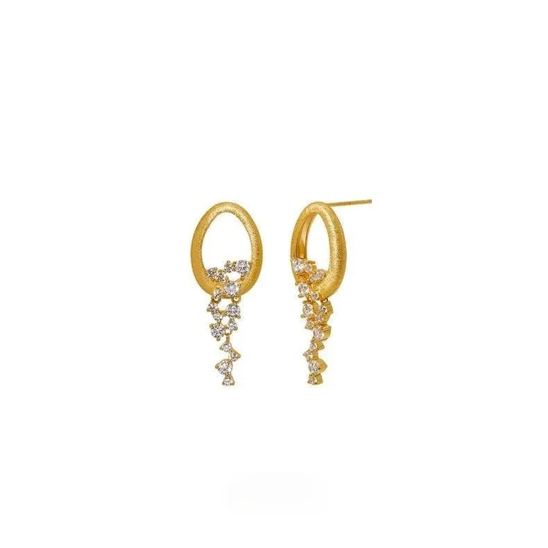 Zinc alloy geometric earrings with cubic zircon inlay, meteorite-style finish, women's jewellery