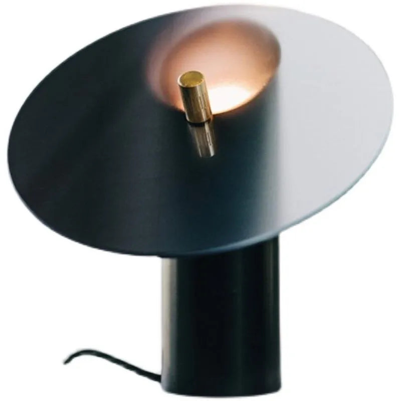 Simple creative glass table lamp in black and smoke ash colour with hardware and glass construction, paint finish, for 5-10m2 rooms