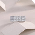 Star Dream moissanite wedding ring set with platinum-plated S925 silver band and gift box packaging