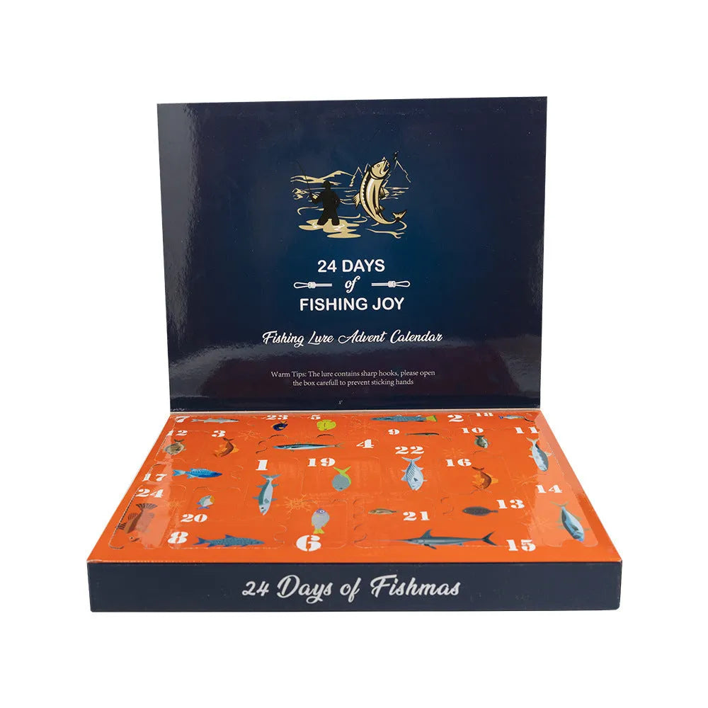 Christmas Mino bog themed metal blind box fishing set with 24 pieces including tackle and collectible figures.