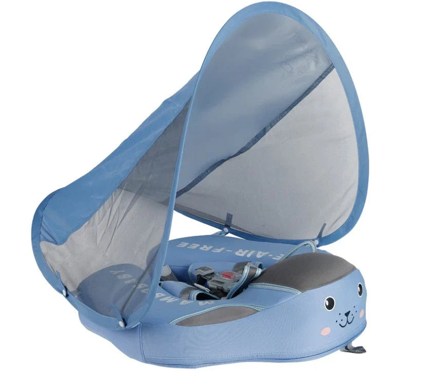 Children's inflatable lying ring with anti-turning design for safe swimming