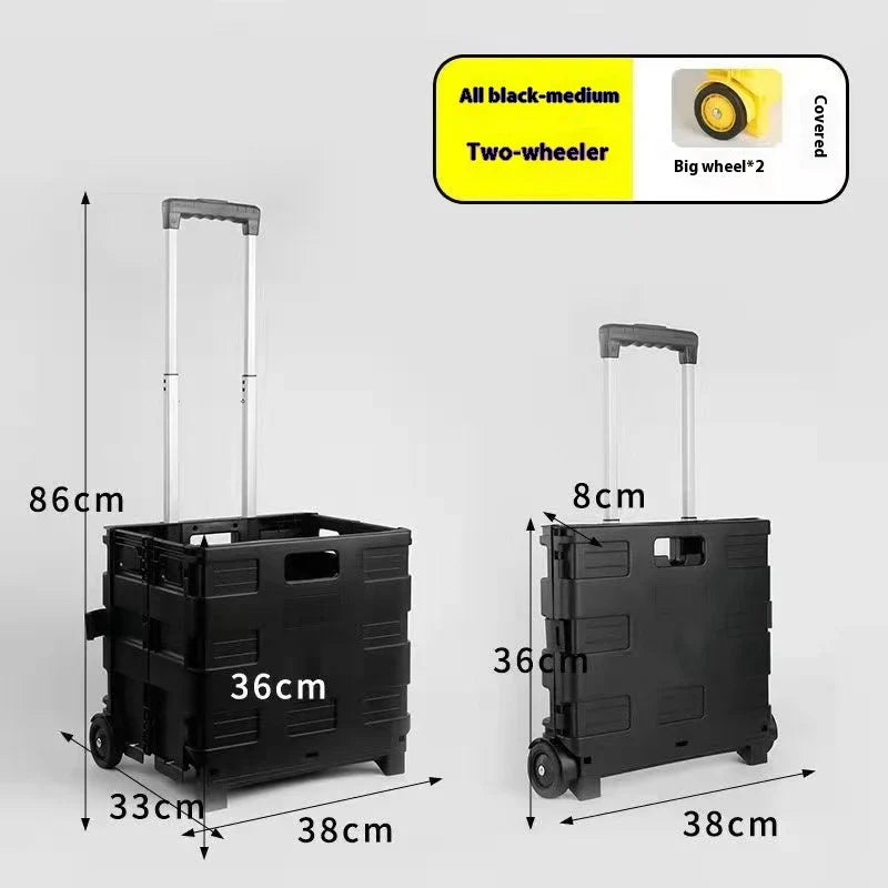 Foldable plastic household trolley with lid in various colours