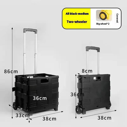 Foldable plastic household trolley with lid in various colours