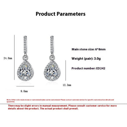 Drop shape ear studs with micro inlaid zircon stones in various colors