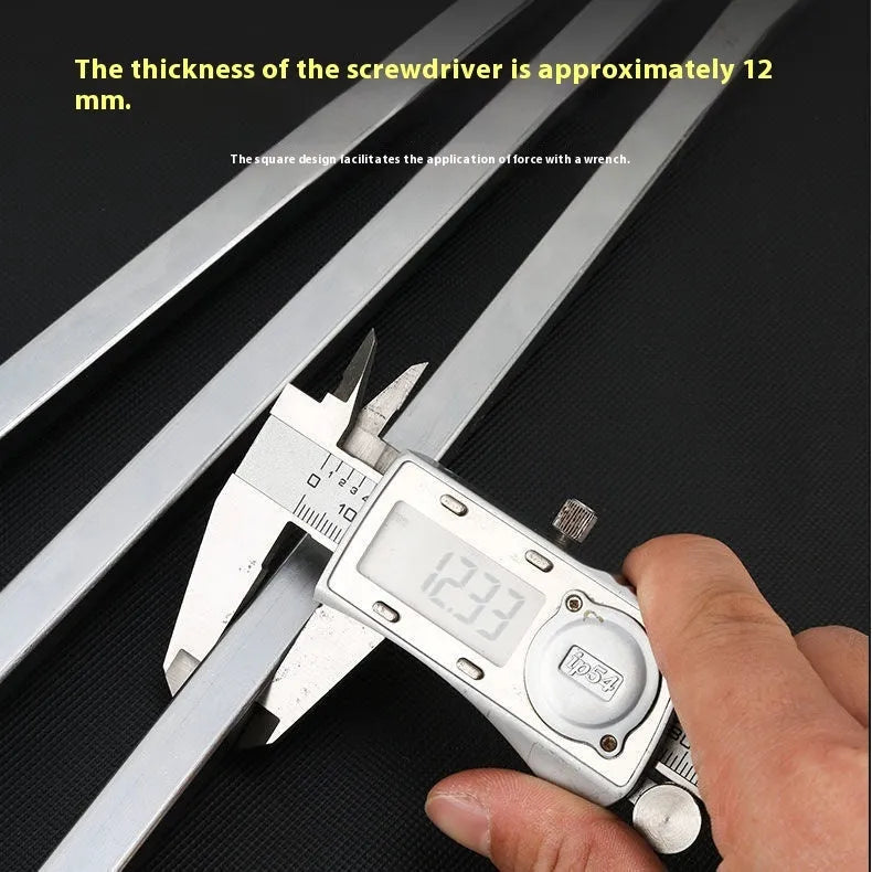 Lengthened high hardness screwdriver with carbon steel cutter head and plastic handle, shown by size options