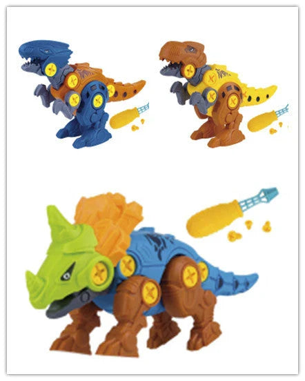 DIY dinosaur toy set for children's educational play, includes mechanical dinosaur and screwdriver