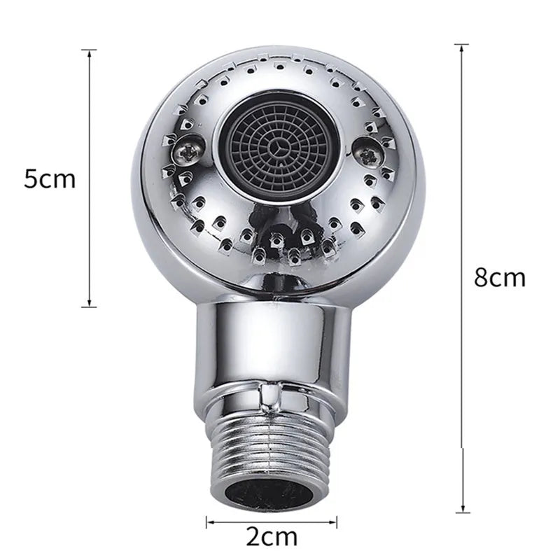 Silver ABS plastic handheld shower head for gentle pet and baby baths.