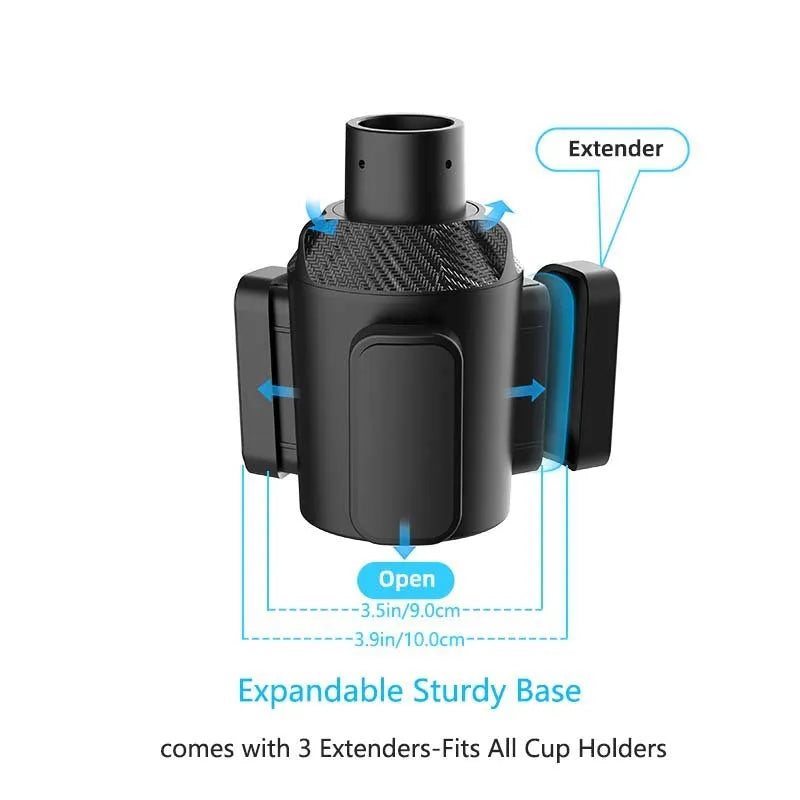 B14 straight car water cup bracket with widened pad in black ABS material on a flat surface