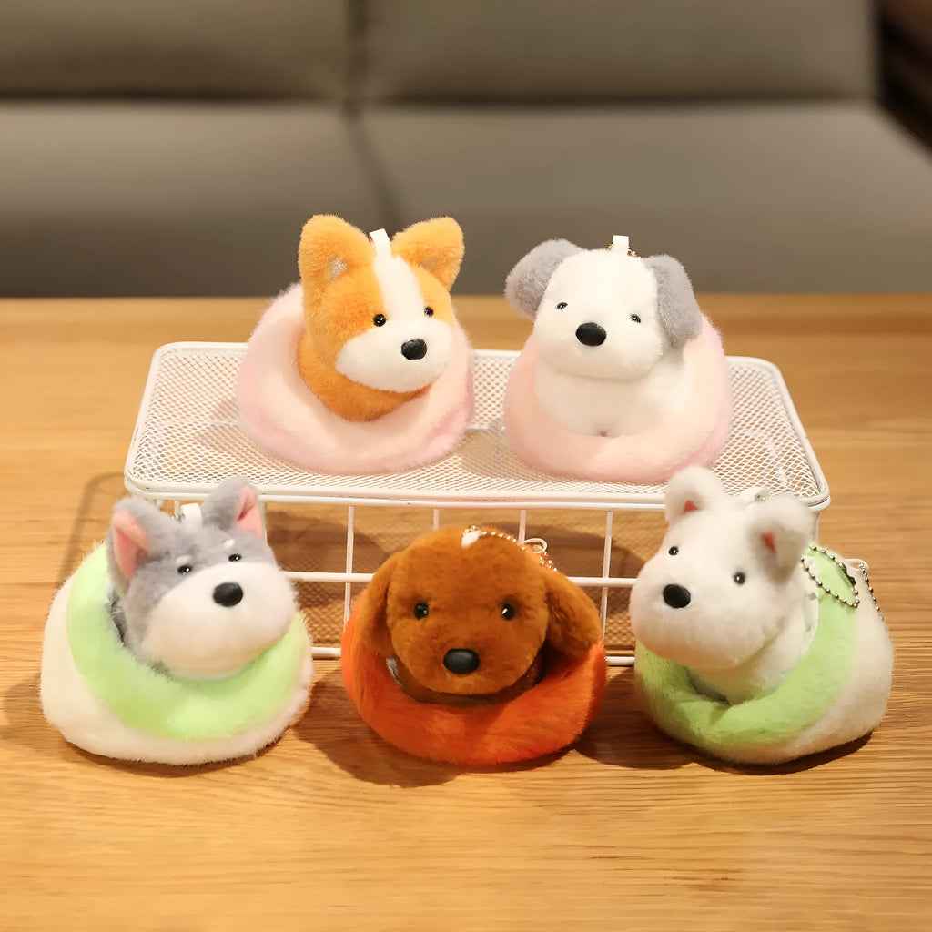 9cm plush dog key chain pendant in Corgi design with PP cotton filling