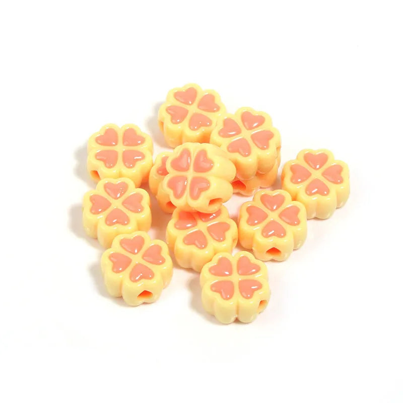 15mm frosted acrylic love clover beads in mixed colours for jewellery making