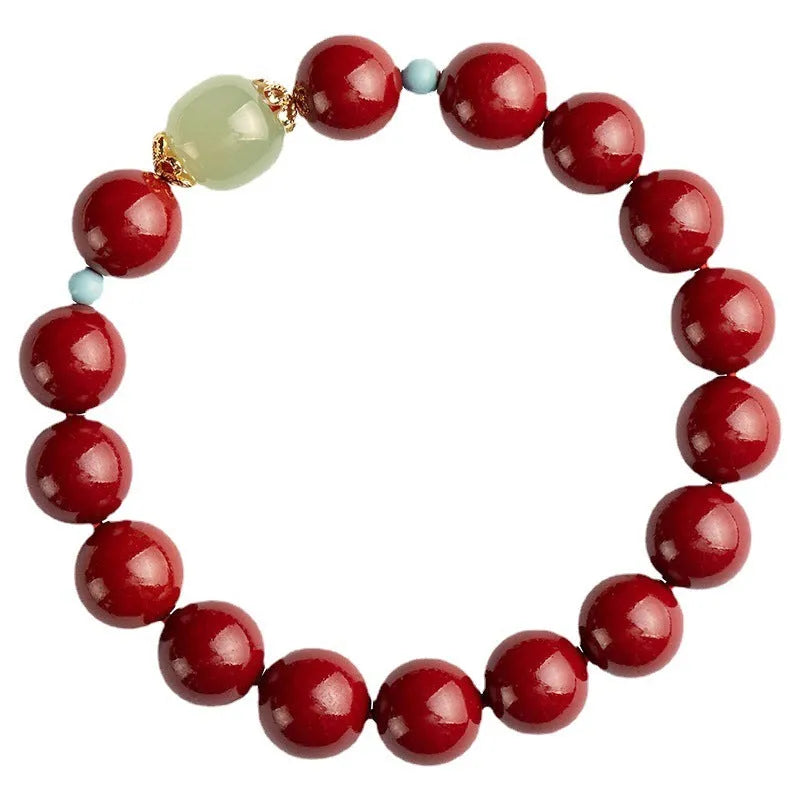 Cinnabar geometric bracelet with ellipse cartoon elements in 6mm, 8mm, 10mm sizes