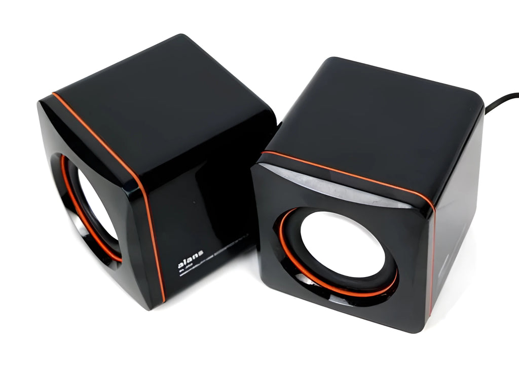 Black small square 2.0 USB desktop computer speakers