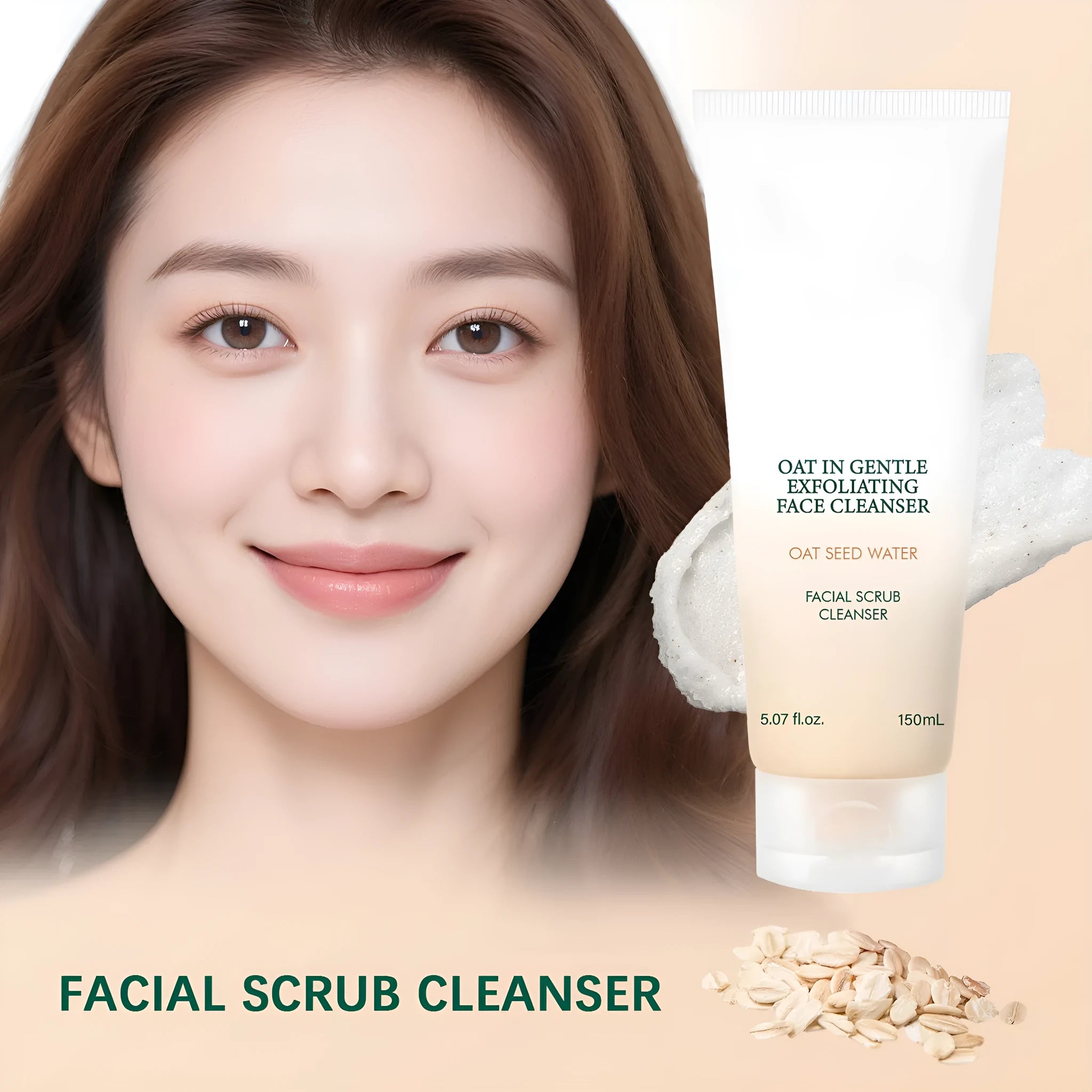 150ml Oat Facial Cleanser Foam bottle for oily and dry skin types