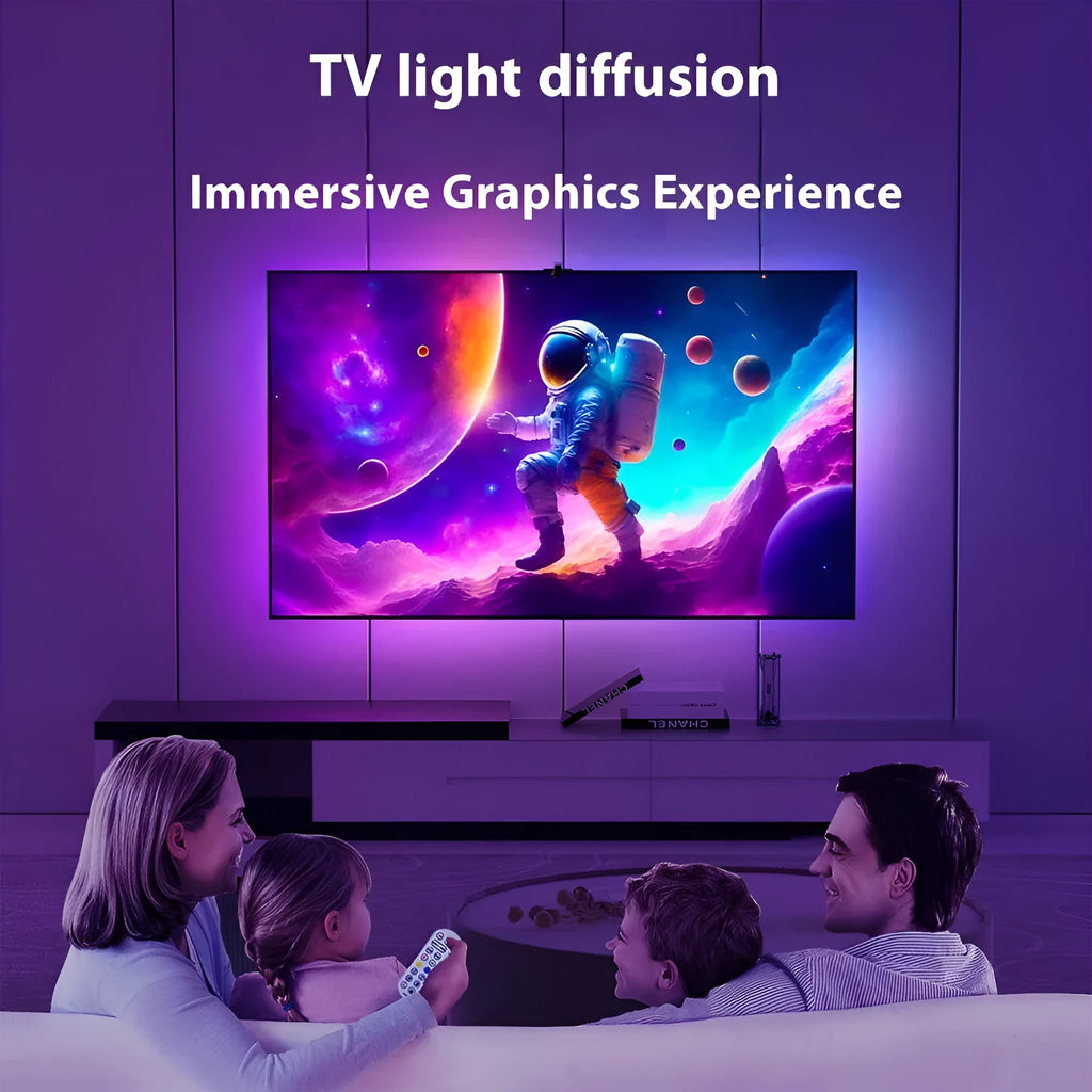 Sensor capture TV screen synchronisation magic colour ambience light belt with Bluetooth remote control, 3.8M or 5M