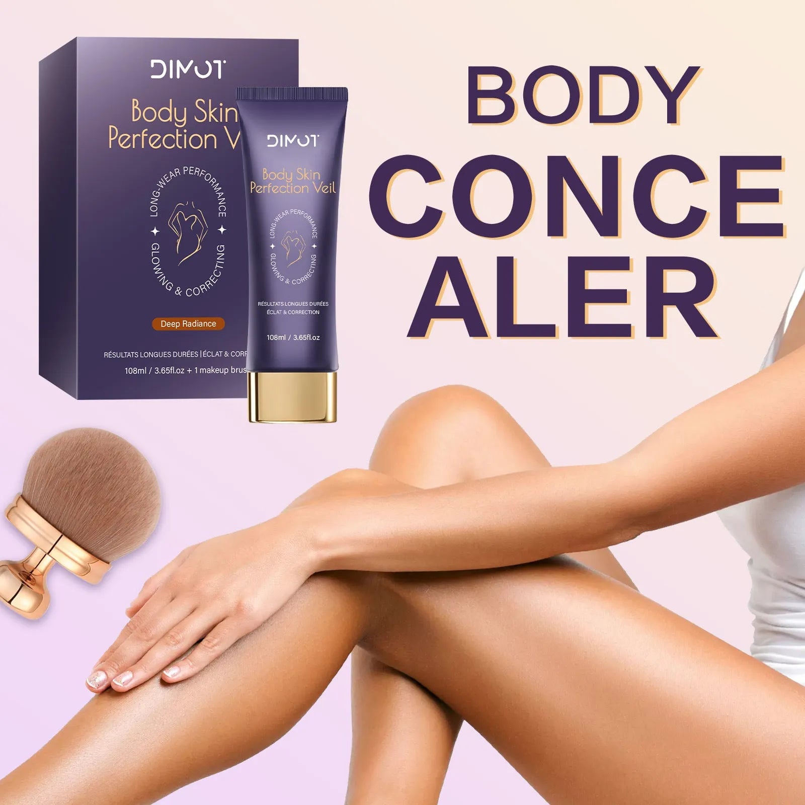 108ml waterproof body concealer cream and applicator brush for covering tattoos and birthmarks.