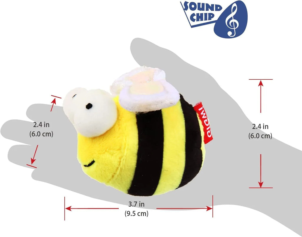 Yellow flannelette bee-shaped interactive cat toy with motion-activated sound electronics