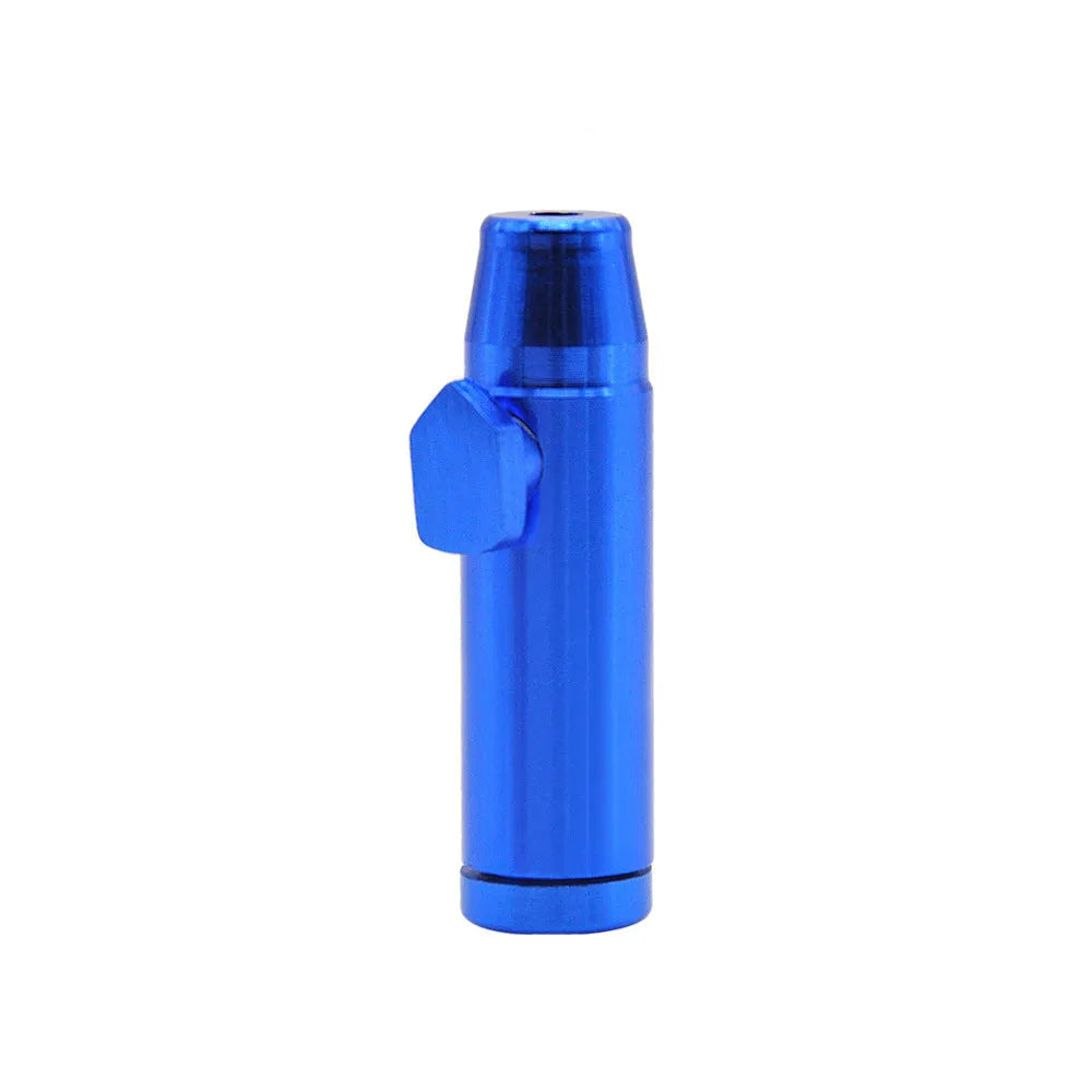 Aluminium alloy bullet snuff cigarette holder with flat head, shown in multiple colour options.