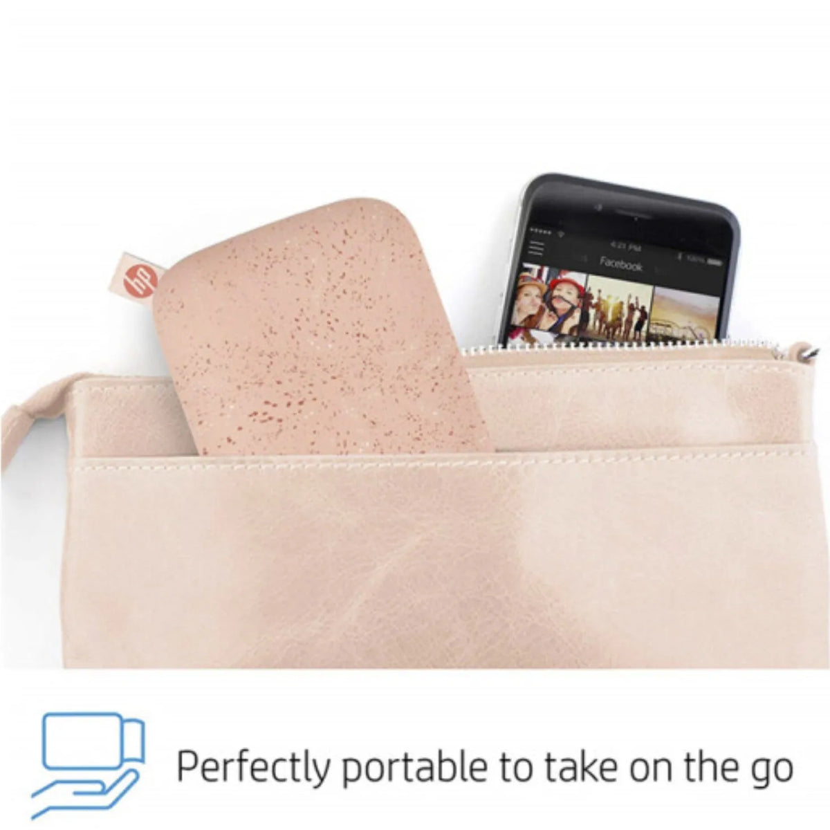 Bluetooth pocket photo printer in three colours: Bright Black, Goddess Pink, Pearl White