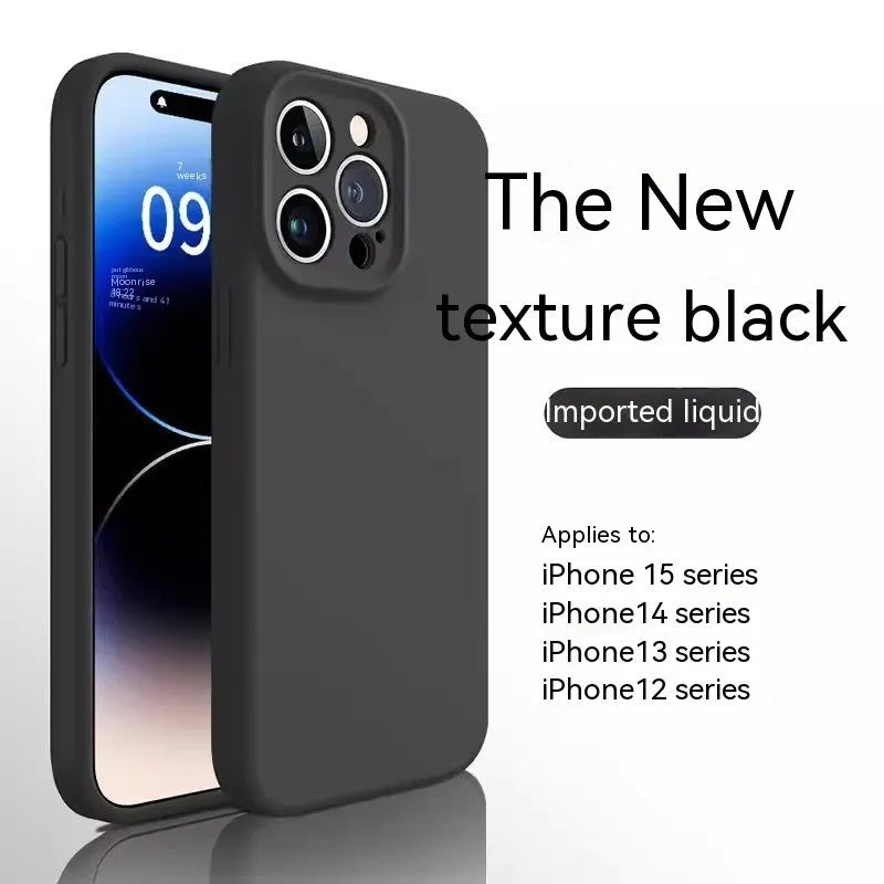 Official liquid silicone phone case for iPhone 14 Pro Max in graphite colour with precision lens cut-out