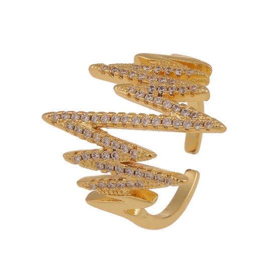 Adjustable zircon geometric ring in copper with European style design