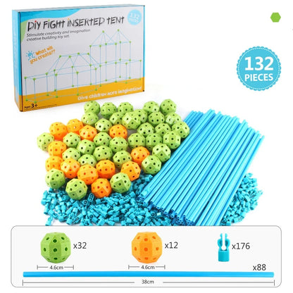 Kids DIY 3D Construction Fort Building Kit with sticks and balls for creative play