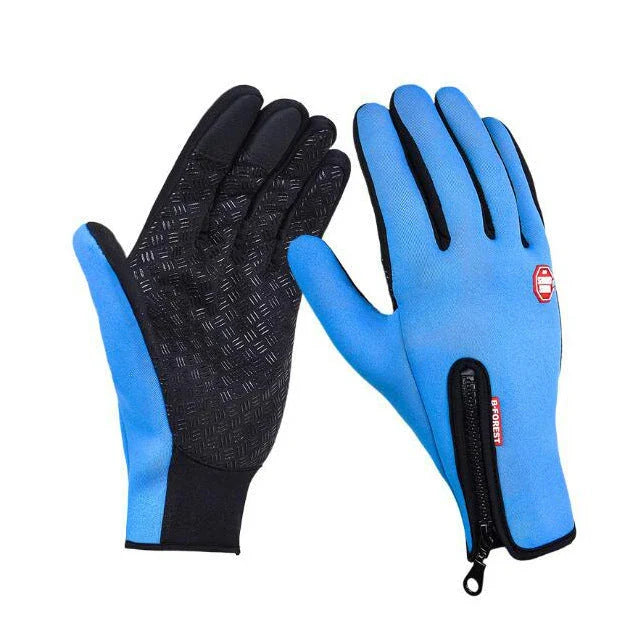 Premium touchscreen motorcycle gloves with polar fleece lining and textured grip for warmth and control