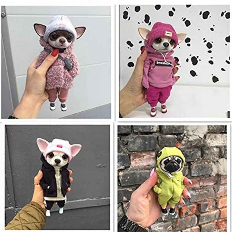 Handmade resin Mogwai dog figurines in four colours for home decor