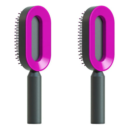 3D Air Cushion Hair Brush in elegant white, showcasing wide comb teeth and ergonomic handle