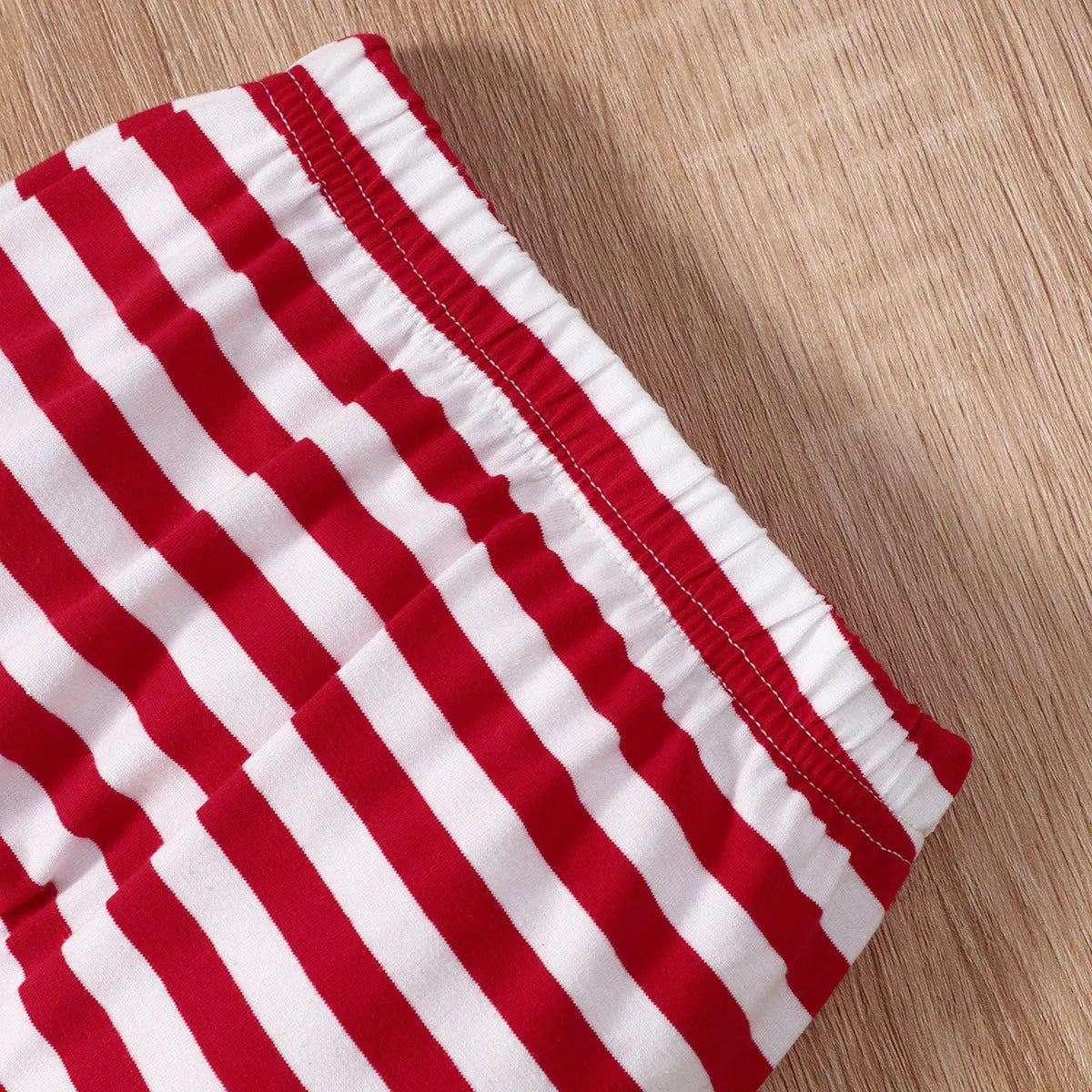Baby Christmas elk striped hat set 3-piece green red cotton long sleeve top trousers and hat