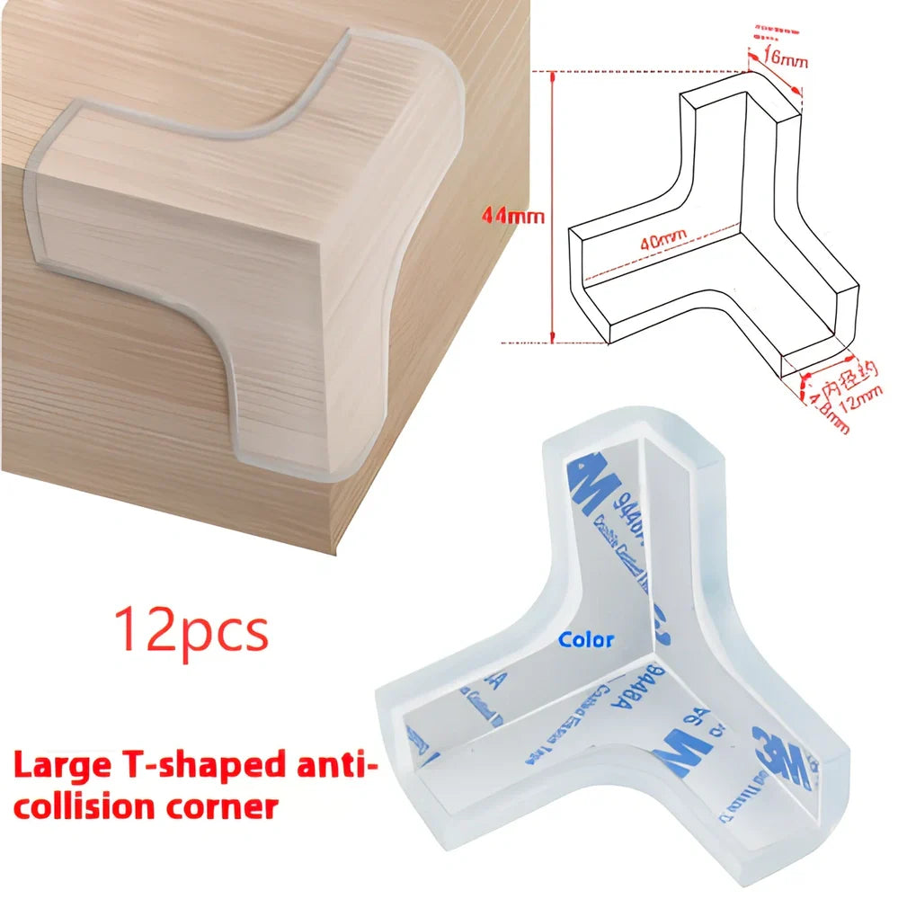 L-shaped baby silicone protective pad in soft PVC with 3M glue for table corner safety, thickened 2cm padding