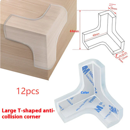 L-shaped baby silicone protective pad in soft PVC with 3M glue for table corner safety, thickened 2cm padding