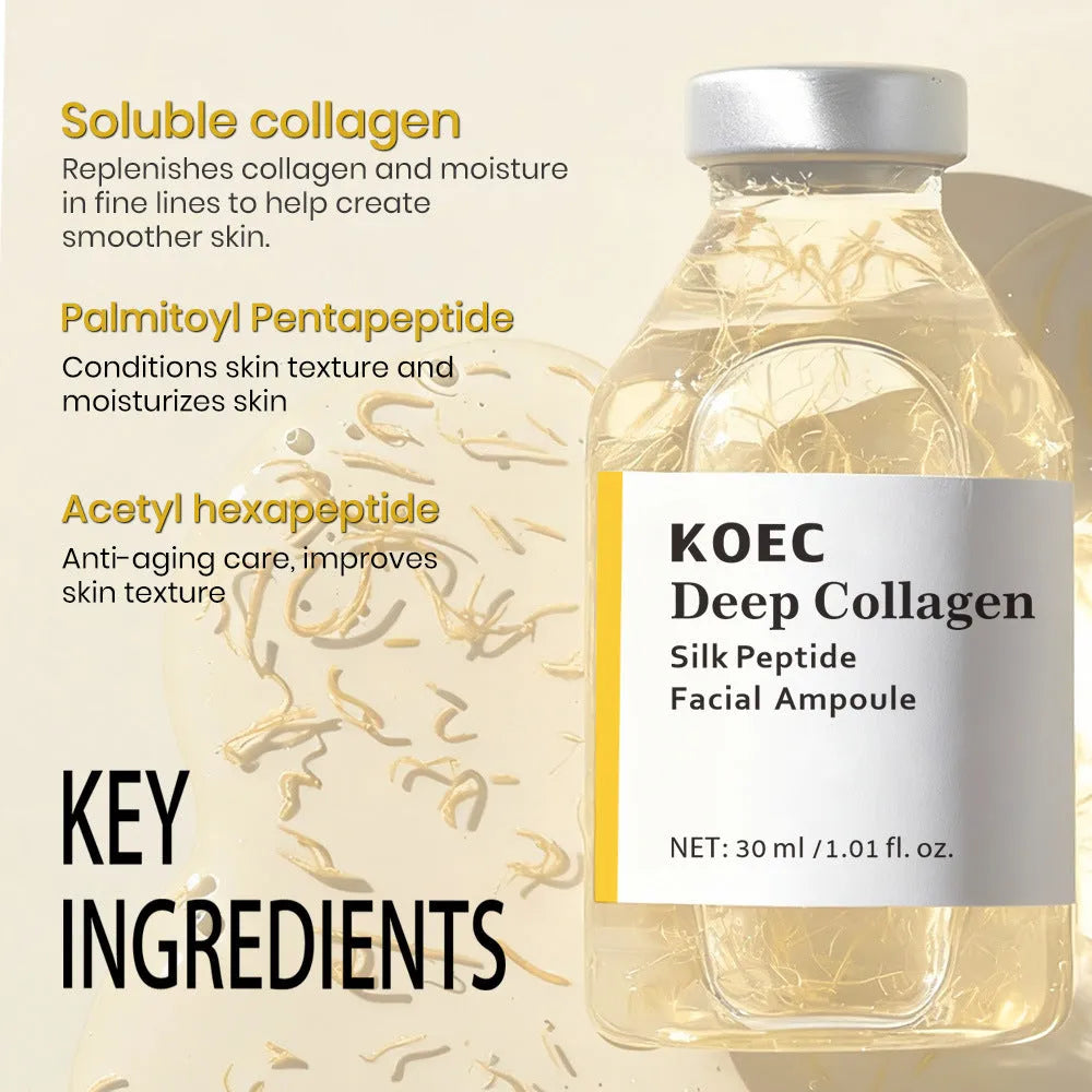 Collagen Polypeptide Ampoule Needle Solution 30ml glass bottle with dropper on white background