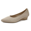 Women's pointed toe wedge pumps with mesh upper and low heel in leopard brown pattern