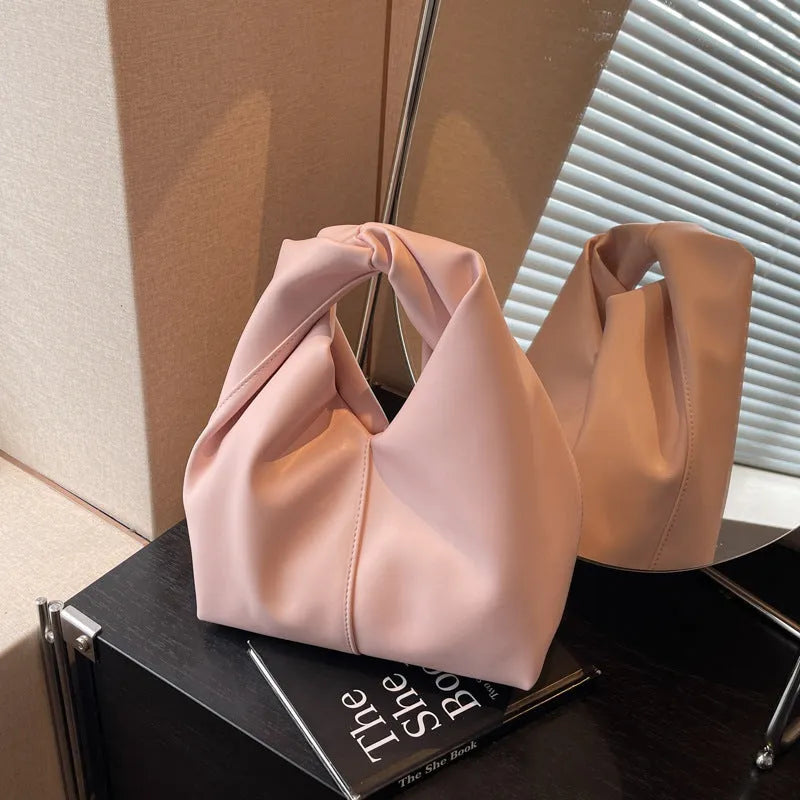 Women's casual dumpling-shaped PU leather shoulder bag in seven colours with mobile phone compartment