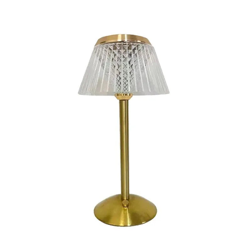Romantic crystal table lamp with electroplated finish, acrylic shade, USB touch dimmer, three-color light, music and projection feature, 27cm x 12cm