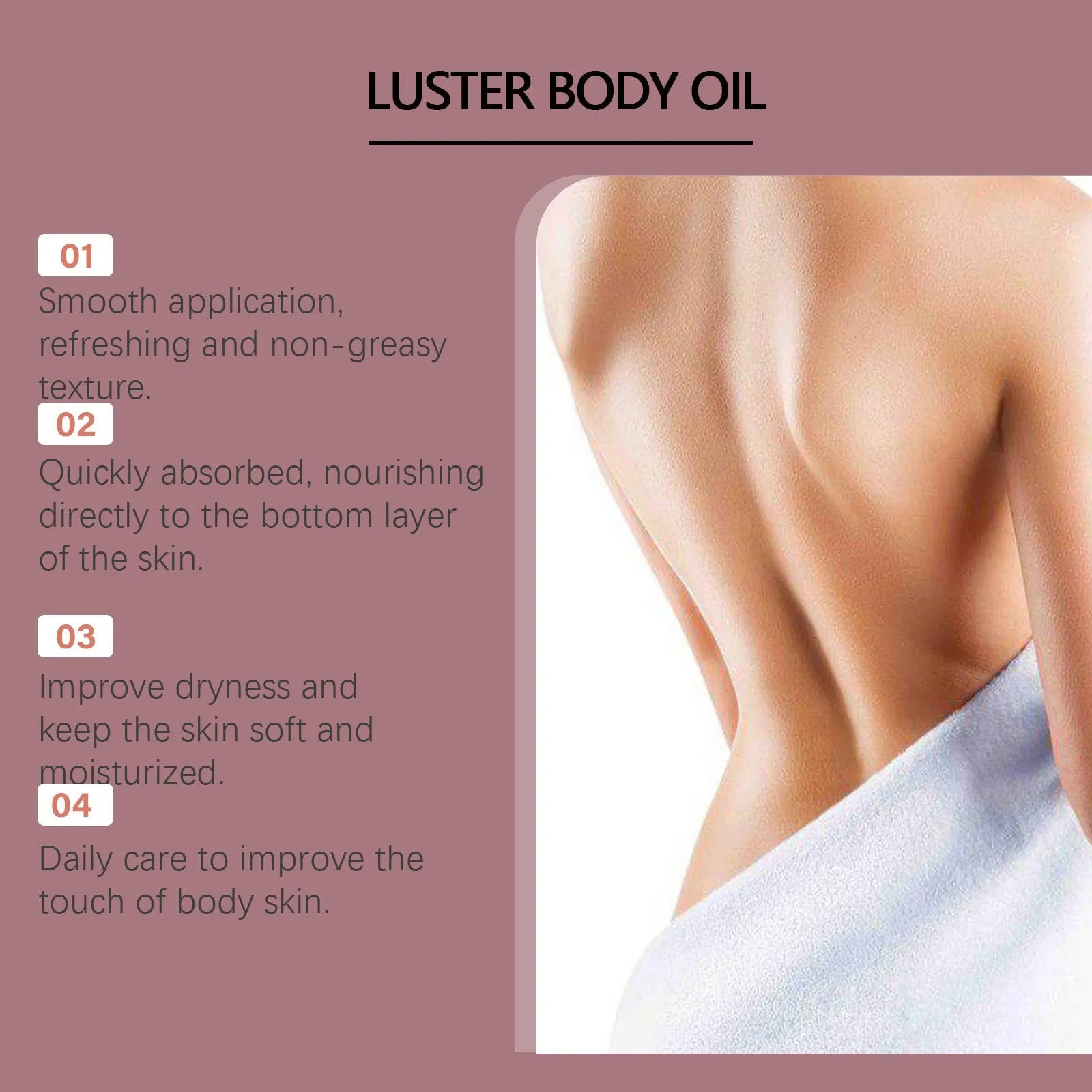 100ml bottle of Gloss Care Body Massage Oil with plant-based oils and vitamin E