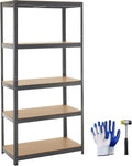 Black 5-layer floor display stand storage bookshelf 180cm high with metal shelving and punch-free design