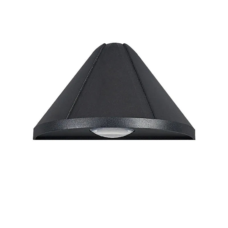 Black bird's nest style aluminium LED lamp with IP65 rating for courtyard and bedroom use.