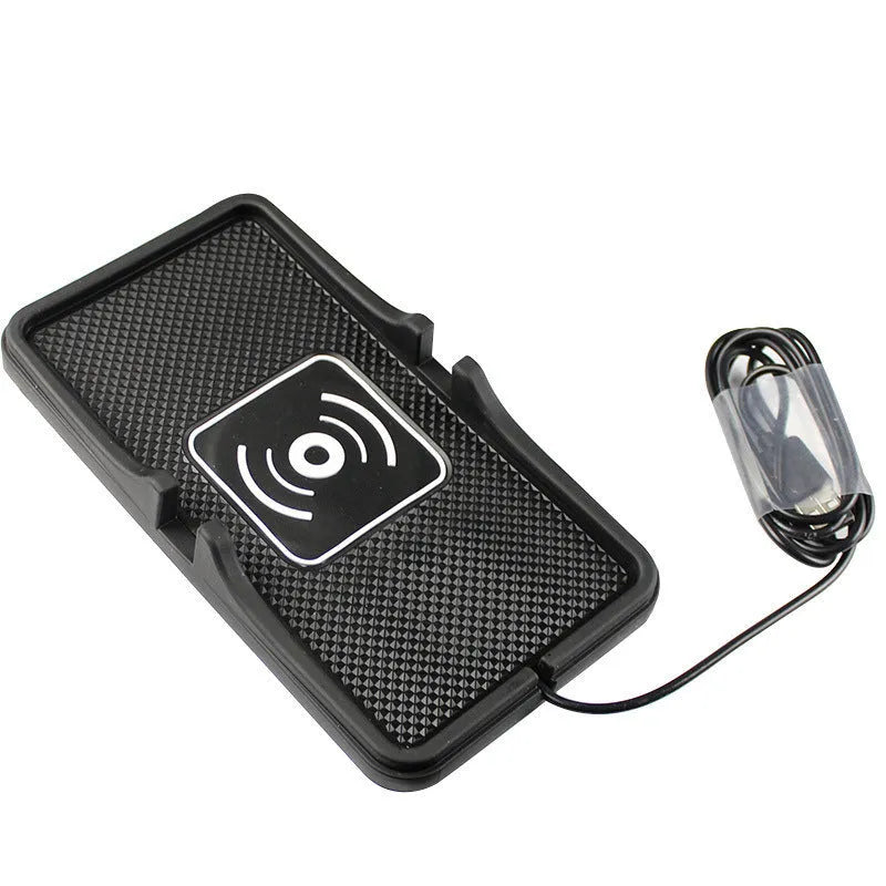 Qi wireless car charger mount in vertical design for 10W fast charging on iPhone 12 Pro Max and Samsung phones.