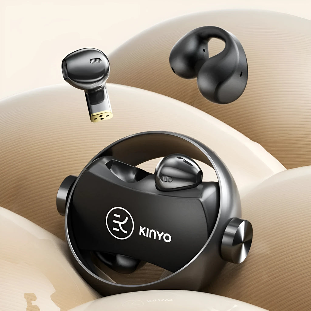 Wireless in-ear Bluetooth earphones in black with rotatable design and noise reduction