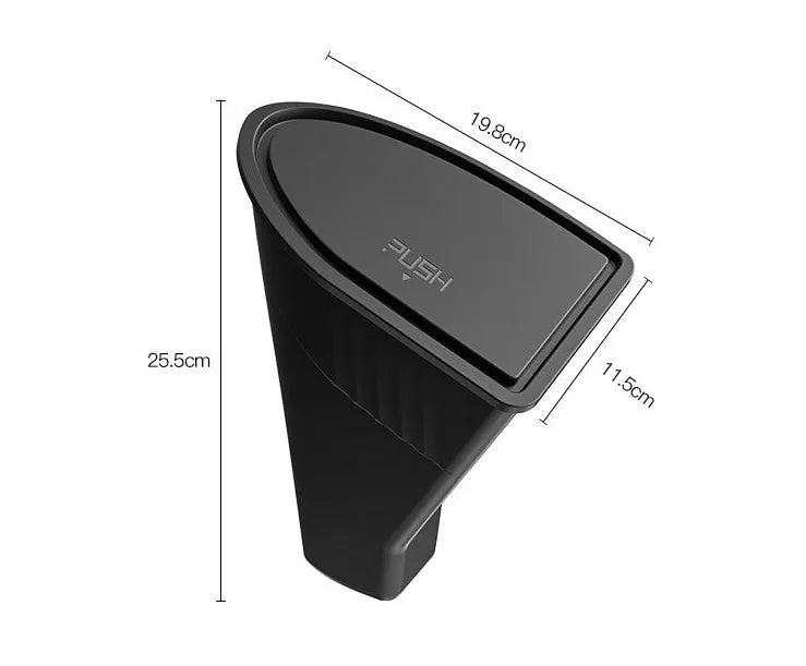 Two black ABS plastic car door trash cans for Tesla Model Y front door storage.