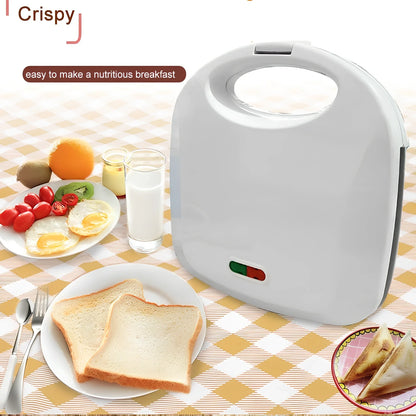 White double-sided sandwich maker with 750W power and 110x130mm non-stick plates