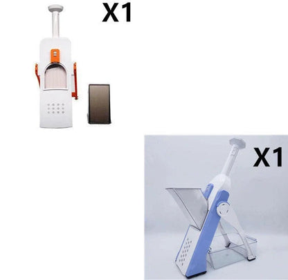 Multifunctional vegetable cutter with safety blade guard and multiple slicing options