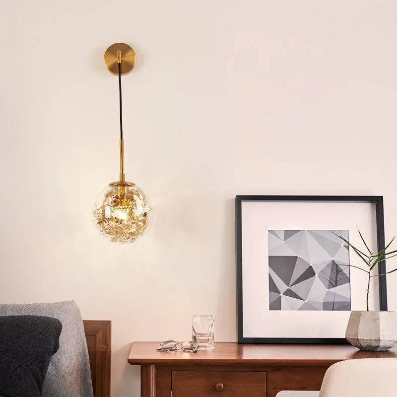 Modern glass wall-mounted LED bedside lamp in silver or gold finish