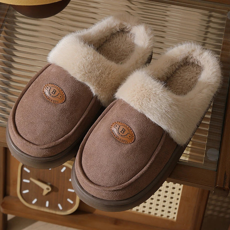 Cozy plush slippers for men in a variety of colors, featuring premium suede upper and rubber non-slip sole for indoor comfort and style