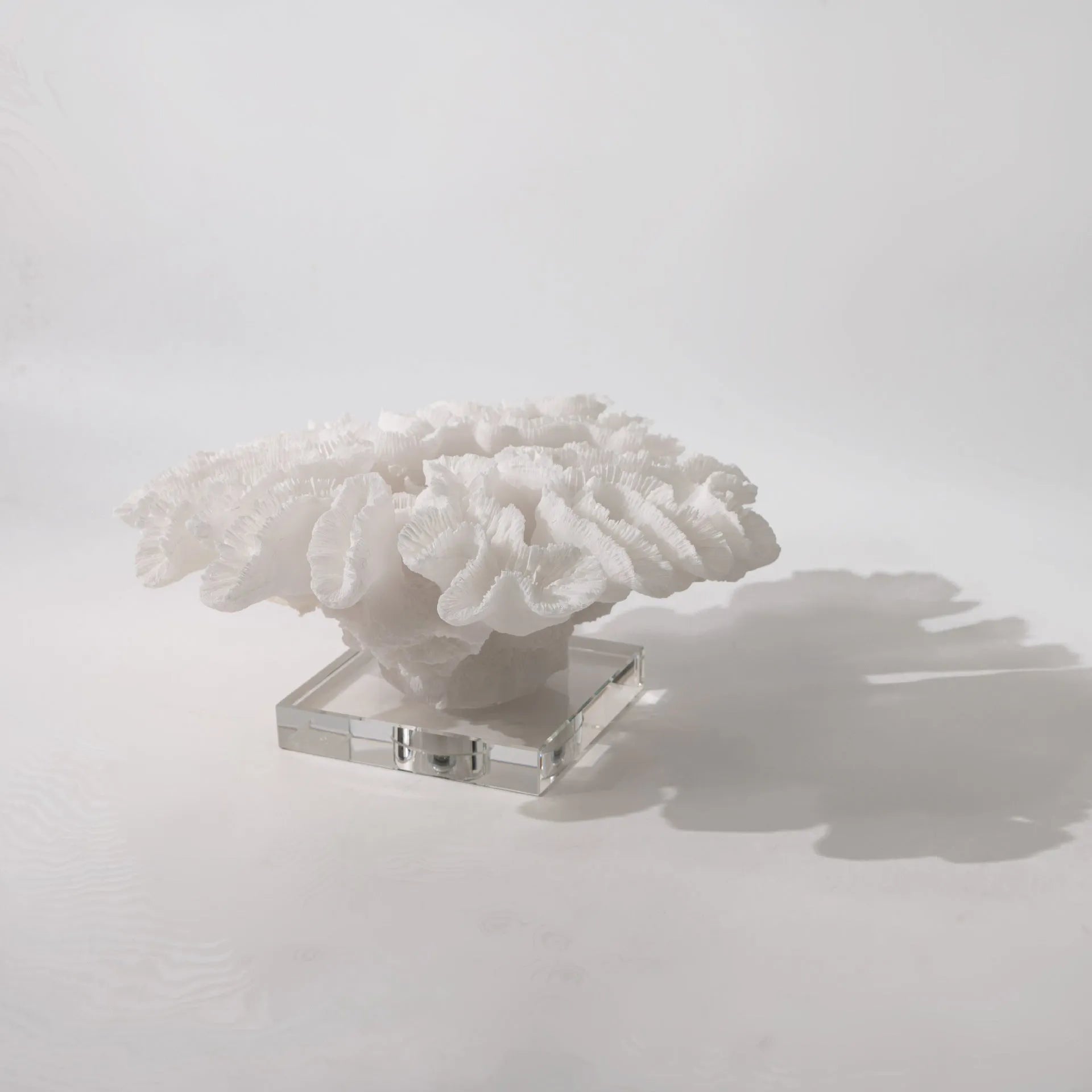 Coral resin decorative sculpture 34x31x15cm on a shelf, coral colour model A167